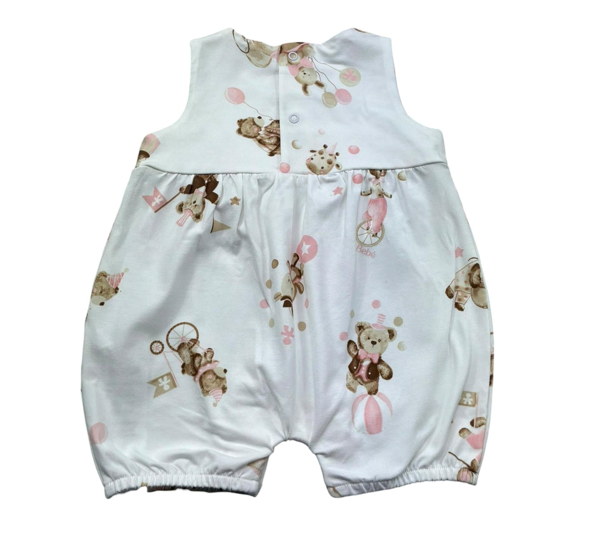 Le Bebe Pagliaccetto Giromanica Tinta Unita con Stampe per Neonata LBG6256 BIANCO LE BEBE 