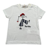Manuel Ritz T-Shirt Girocollo Tinta Unita con Ricami per Neonato MR3086 BIANCO MANUEL RITZ 