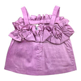 Ilfarobimbi Top Tinta Unita A Bretelle Con Balze Magenta Per Bambina