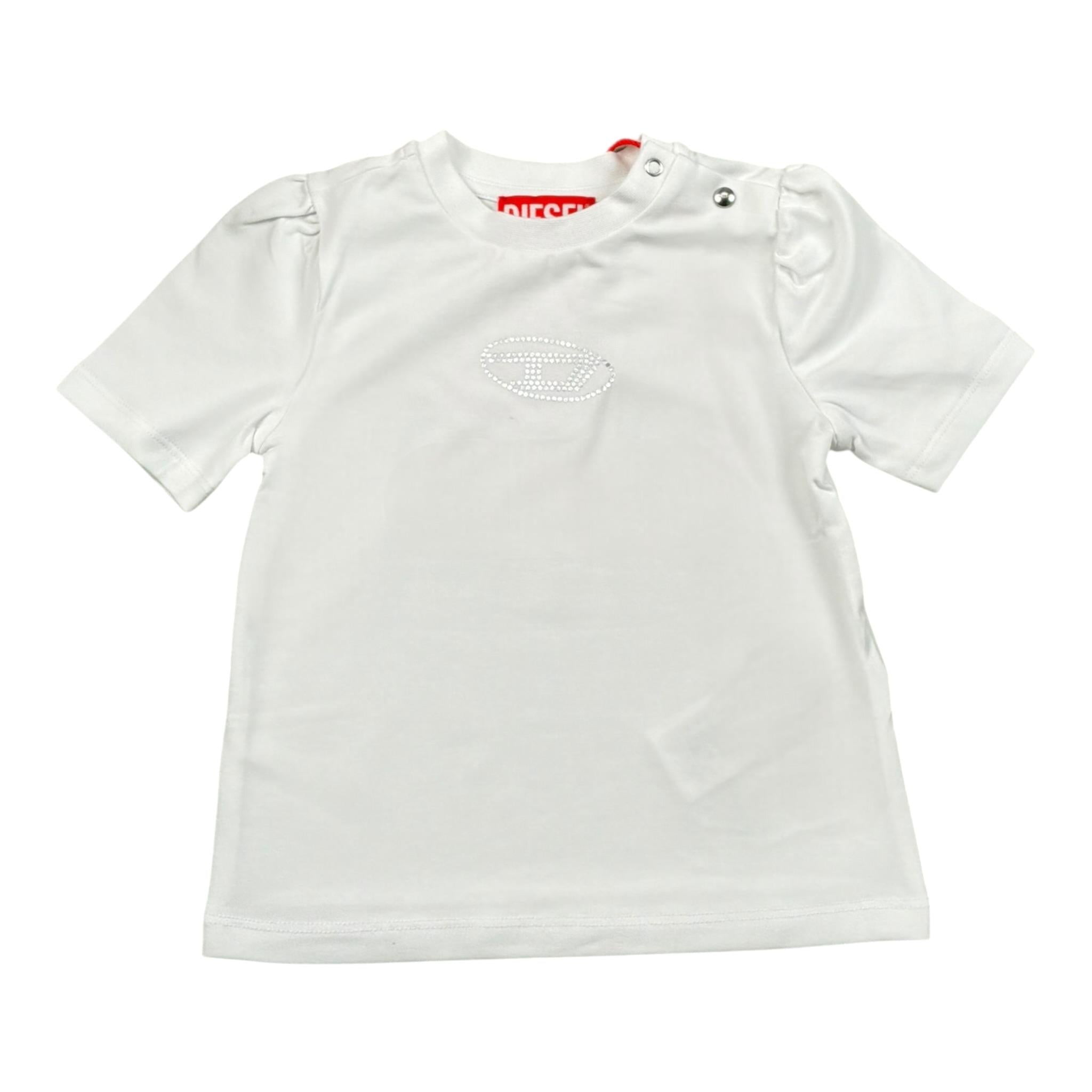 Diesel T-Shirt Girocollo Tinta Unita con Stampa per Neonato K005633 BIANCO DIESEL 