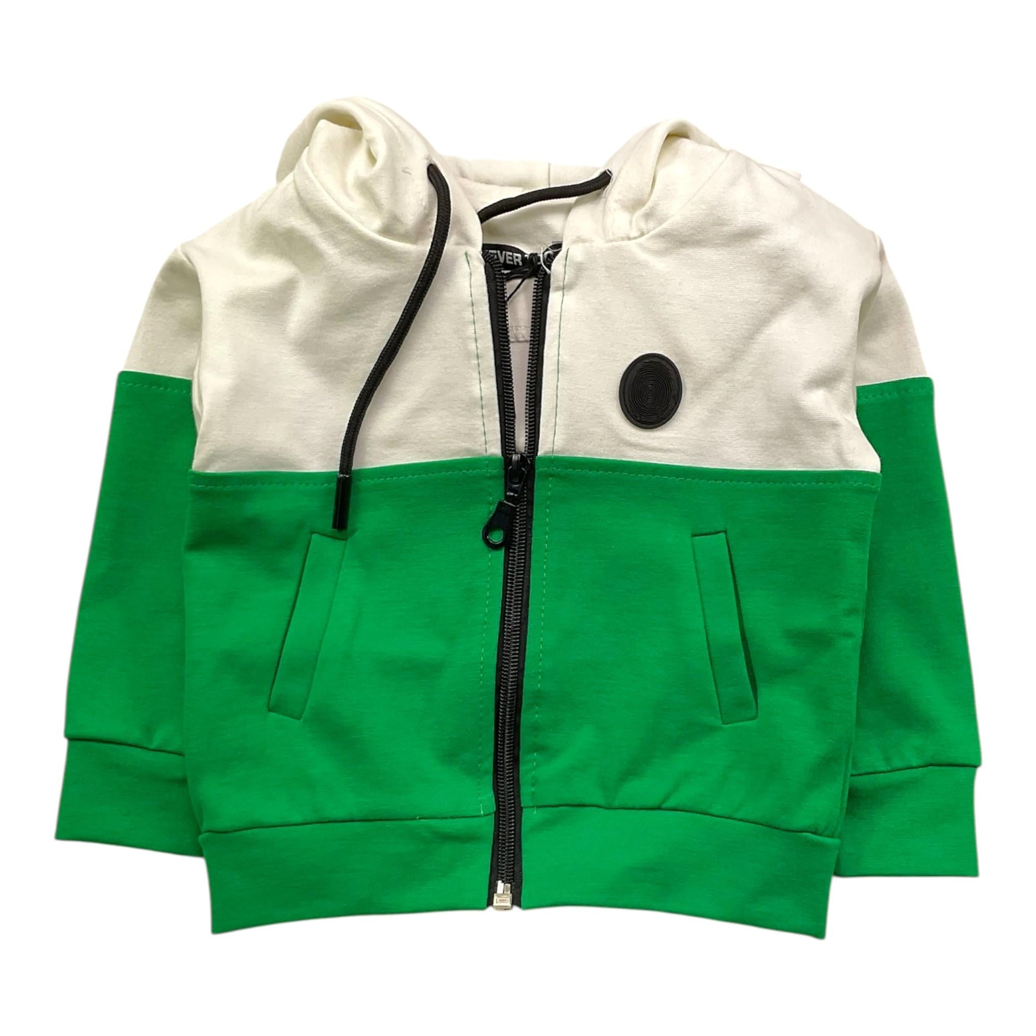 NEVER TOO felpa bicolore con zip e cappuccio Bianco/verde per Neonato NT2173N BIANCO/VERDE NEVER TOO 
