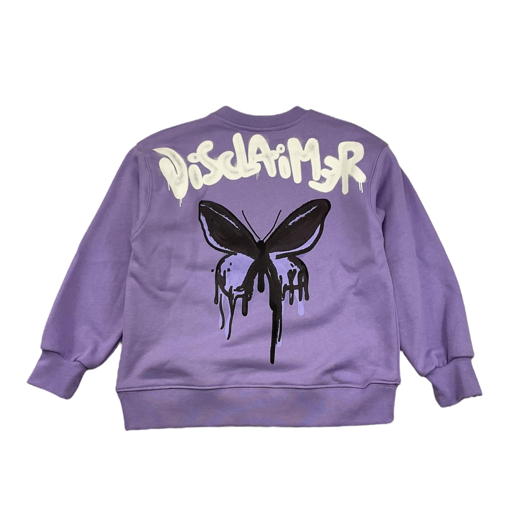 DISCLAIMER felpa girocollo tinta unita con stampa Viola per Bambina 24IDK58318 VIOLA DISCLAIMER 
