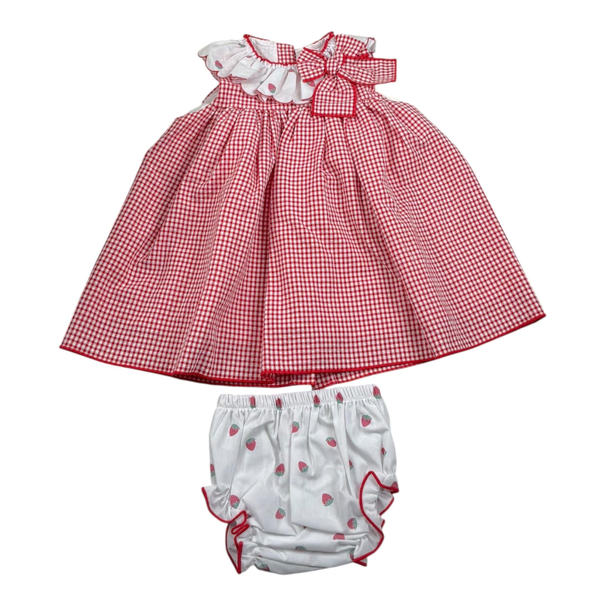 Valentina Bebes Set Abito-Coulotte con Fantasia Quadri per Neonata LOVE134 ROSSO VALENTINA BEBES 