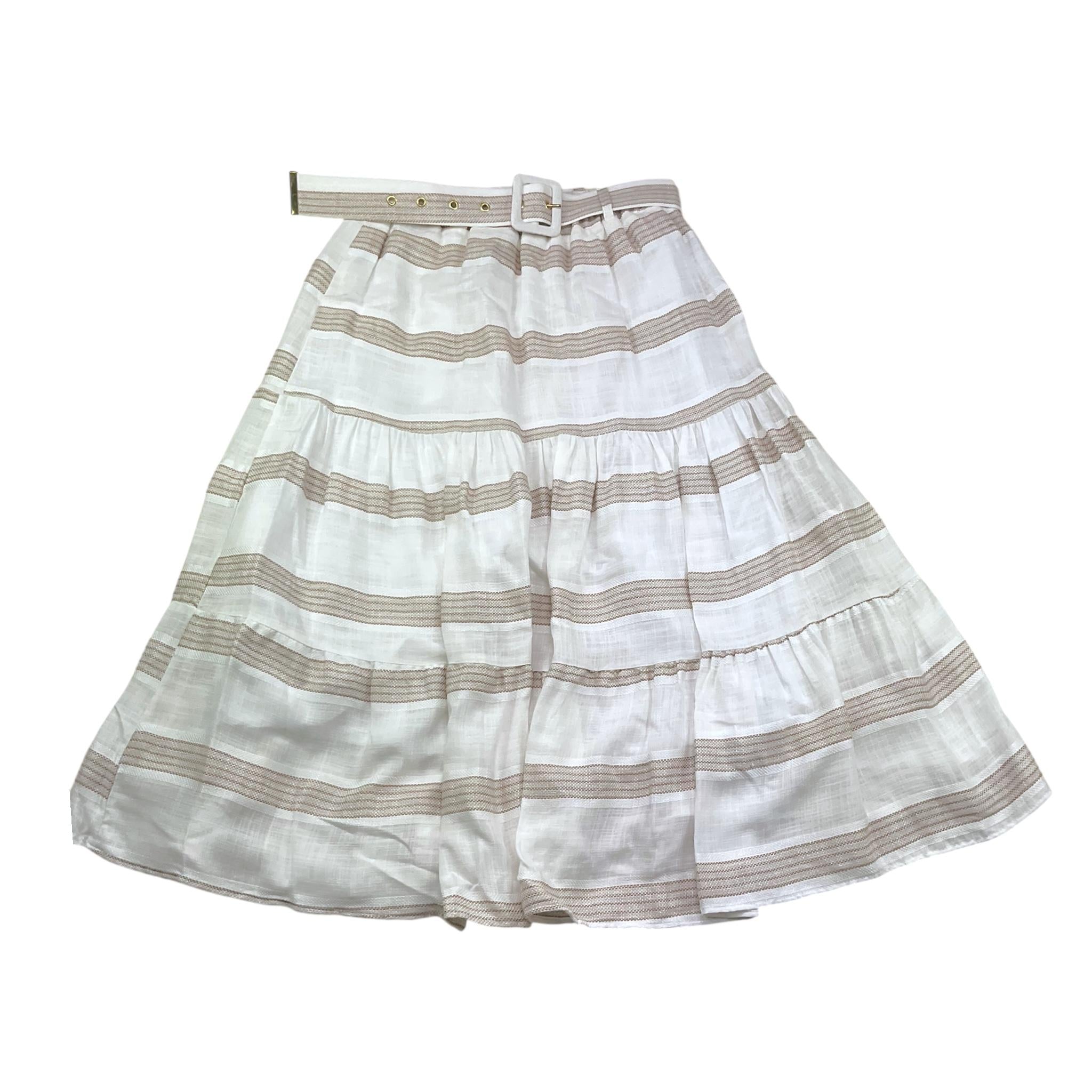 Janice Gonna Tinta Unita con Fantasia A Righe per Bambina JN727R BIANCO JANICE 