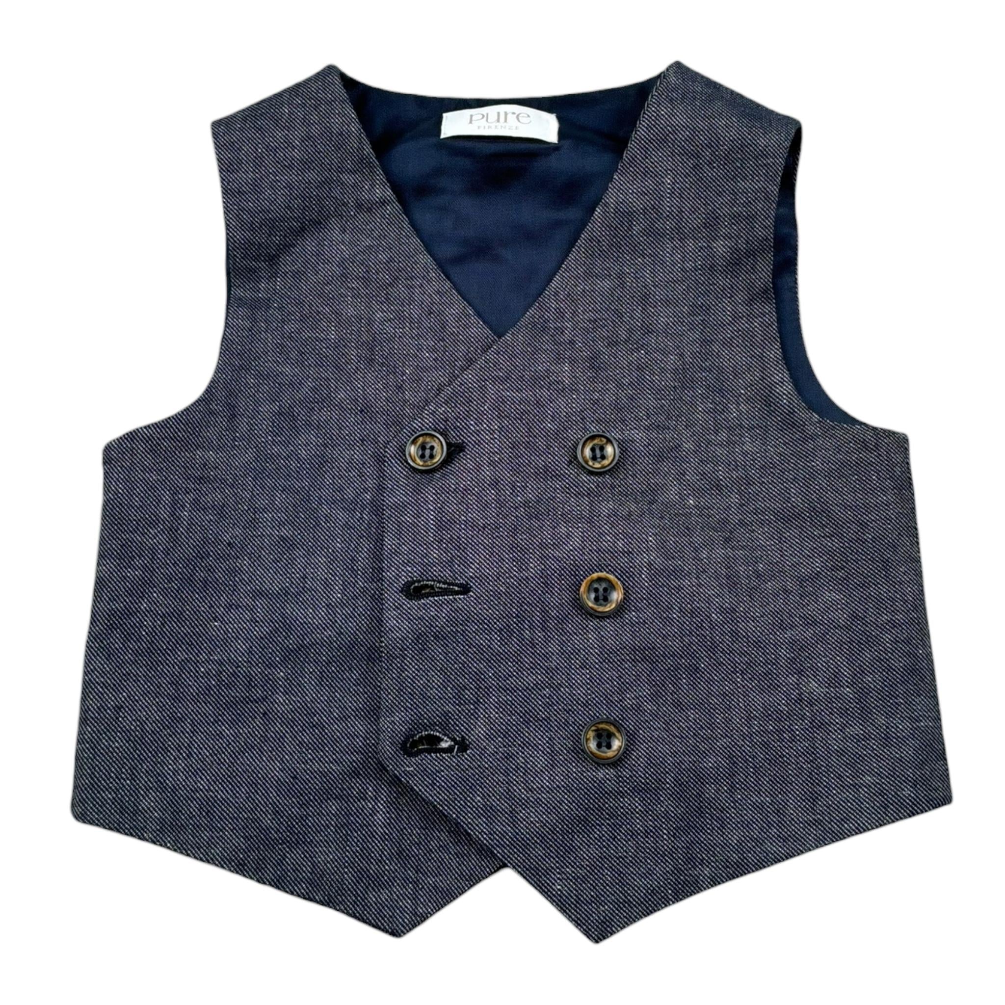 Pure Firenze Gilet Tinta Unita Doppiopetto per Neonato PC03351 BLU PURE FIRENZE 