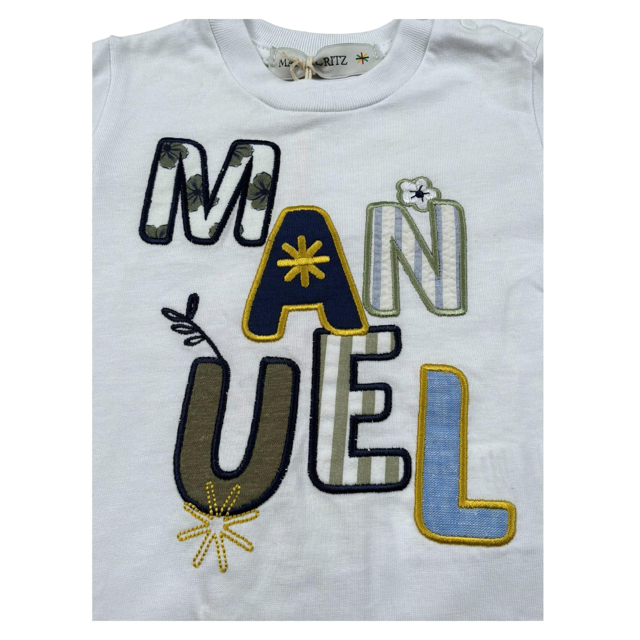 Manuel Ritz T-Shirt tinta unita On Stampa Bianco per Neonato MR2660 BIANCO MANUEL RITZ 