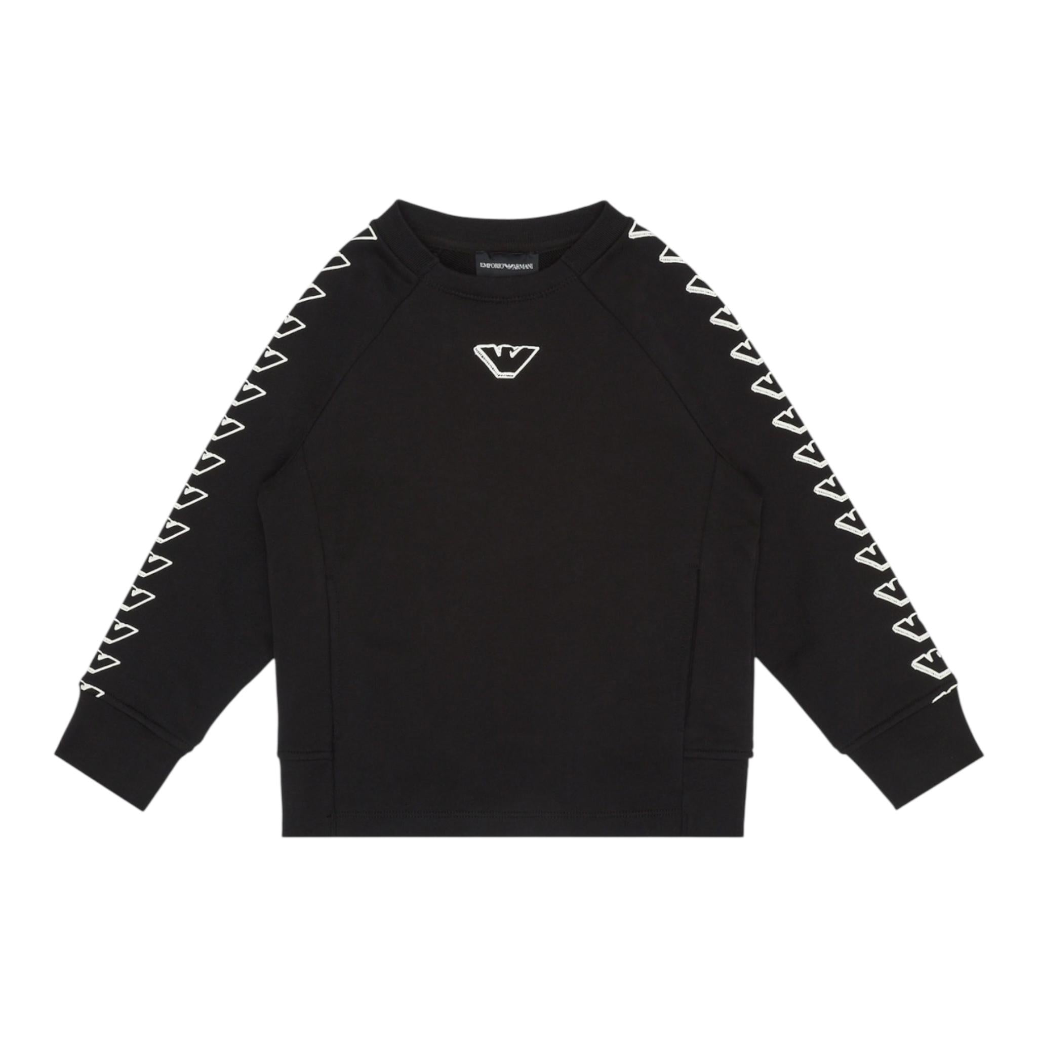 EMPORIO ARMANI felpa tinta unita girocollo con profili logati Nero per Bambino EB000017 NERO EMPORIO ARMANI 