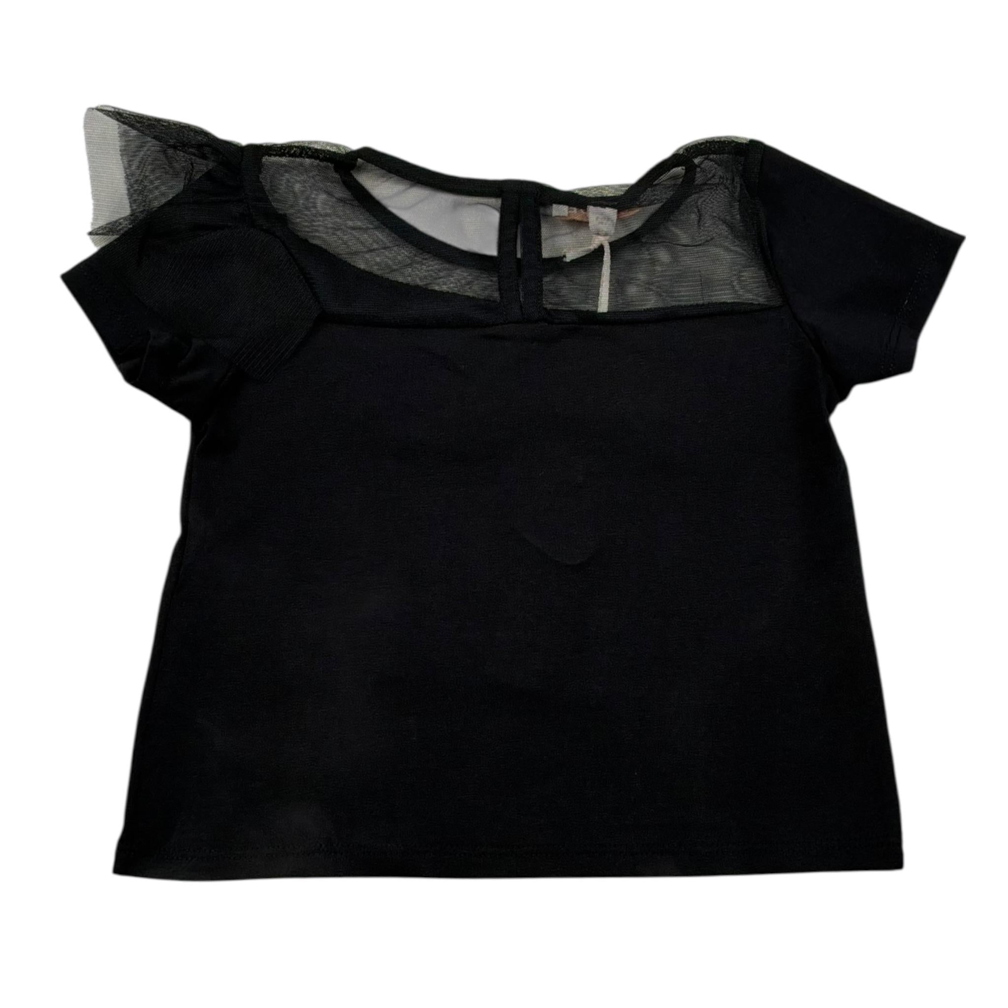 Please T-Shirt Tinta Unita Velata per Bambina MB30032G73 NERO PLEASE 