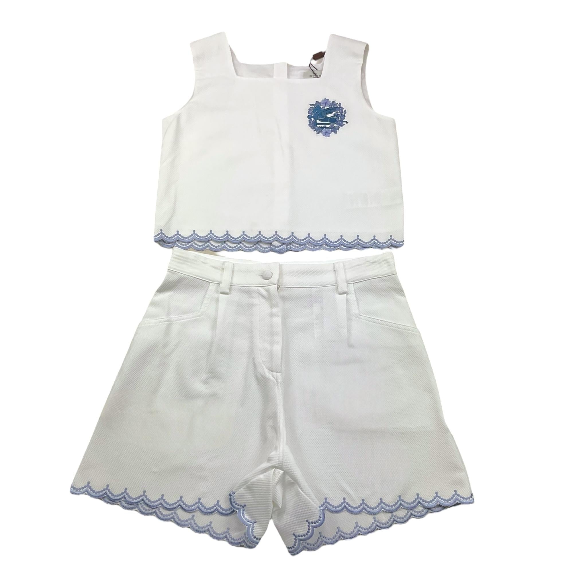 Etro Completo 2 Pezzi Top-Short Tinta Unita per Bambina GU3A40 BIANCO ETRO 