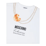 Moschino T-Shirt Girocollo Tinta Unita con Stampa per Bambina HIM060 BIANCO MOSCHINO 