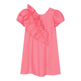 Monnalisa Abito Mezza Manica Tinta Unita con Rouches per Bambina 119910 ROSA FLUO MONNALISA 