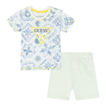 Guess Complet 2 Pezzi T-Shirt-Bermuda Bicolore per Neonato I2GG00K8HM3 VERDE ACQUA GUESS 