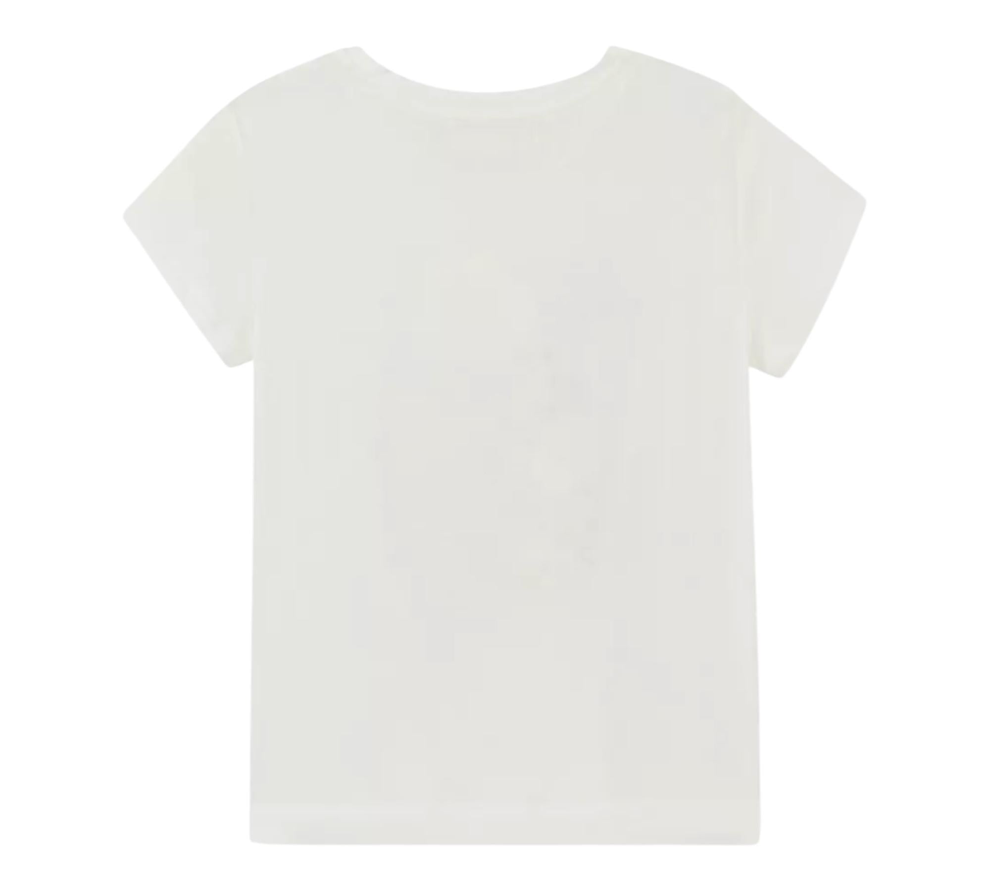 Monnalisa T-Shirt Girocollo Tinta Unita con Stampa Fiori per Bambina 717604S9 PANNA MONNALISA 