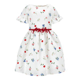 Monnalisa Abito Tinta Unita con Cintura E Fantasia Fiori per Bambina 71E909 BIANCO MONNALISA 