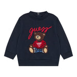 Guess Felpa Chiusa Girocollo Tinta Unita con Logo per Neonato H5RT01KAZD74 BLU GUESS 