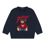 Guess Felpa Chiusa Girocollo Tinta Unita con Logo per Neonato H5RT01KAZD74 BLU GUESS 
