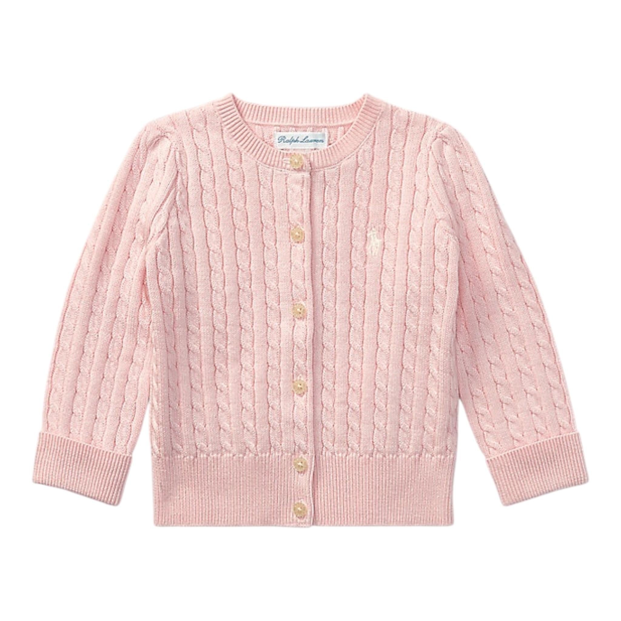 RALPH LAUREN cardigan tinta unita con ricami Rosa per Neonata 310543047006 ROSA RALPH LAUREN 