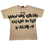 Disclaimer T-Shirt Girocollo Tinta Unita Con Stampa In Contrasto Beige Per Bambino