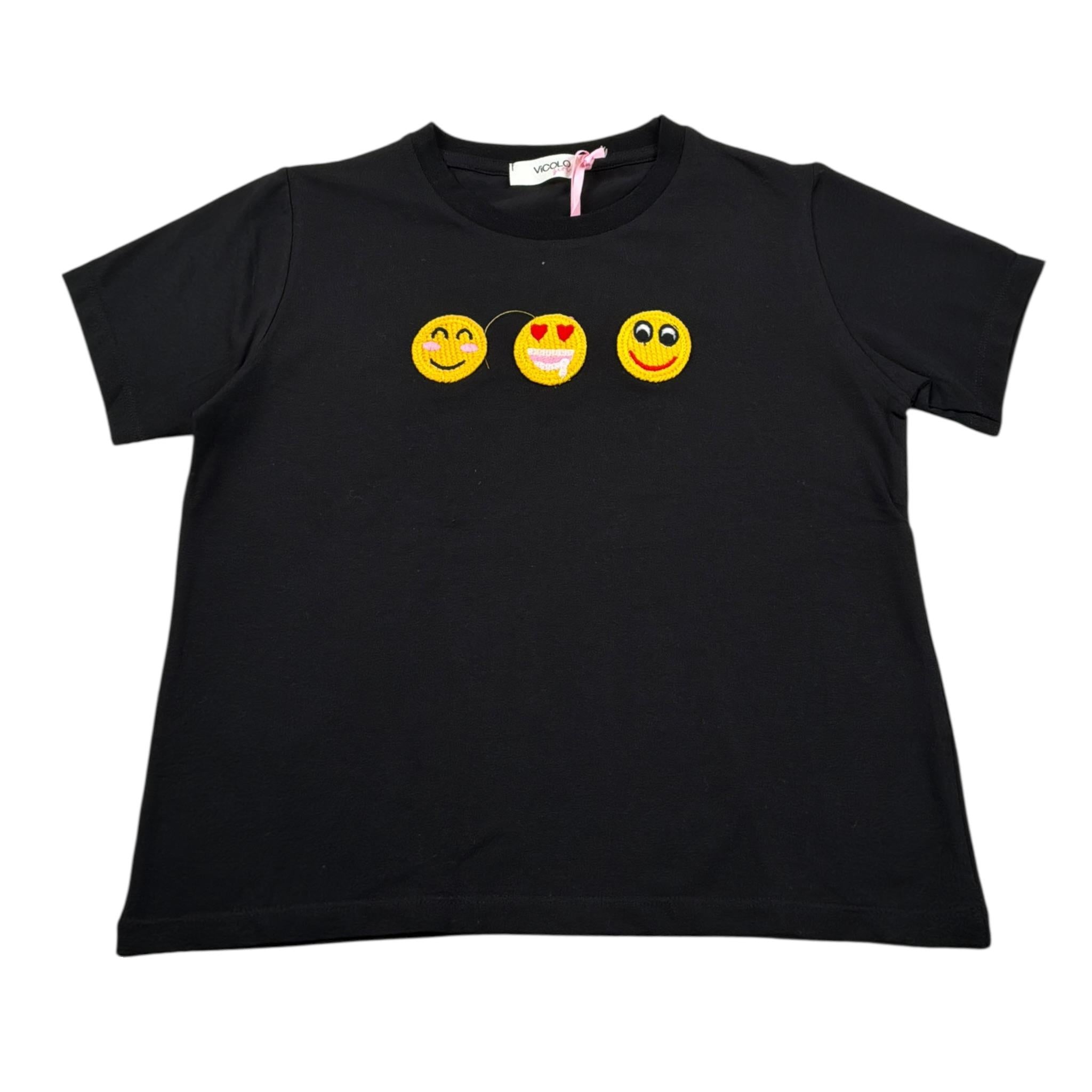 Vicolo T-Shirt Girocollo tinta unita con Ricami Nero per Neonata 3146M0723N NERO VICOLO 
