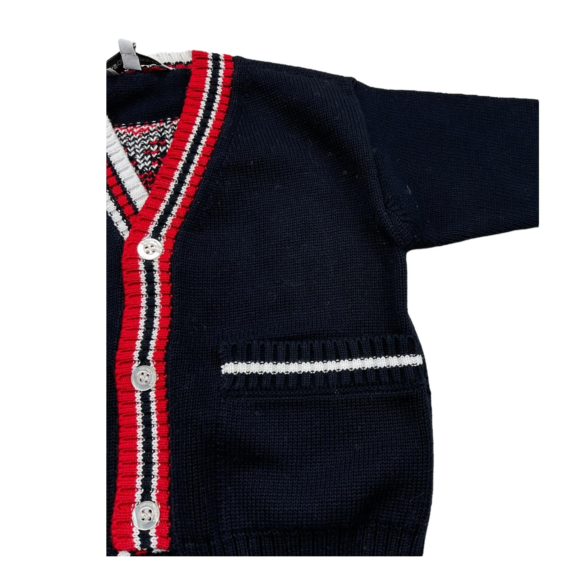 EMPORIO ARMANI cardigan tinta unita con profili in contrasto Blu per Bambino 6RHM51 BLU EMPORIO ARMANI 