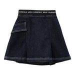 KARL LAGERFELD gonna in denim tinta unita con elastico in vita logato Blu per Bambina Z30092 BLU KARL LAGERFELD 