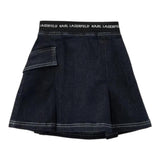 KARL LAGERFELD gonna in denim tinta unita con elastico in vita logato Blu per Bambina Z30092 BLU KARL LAGERFELD 