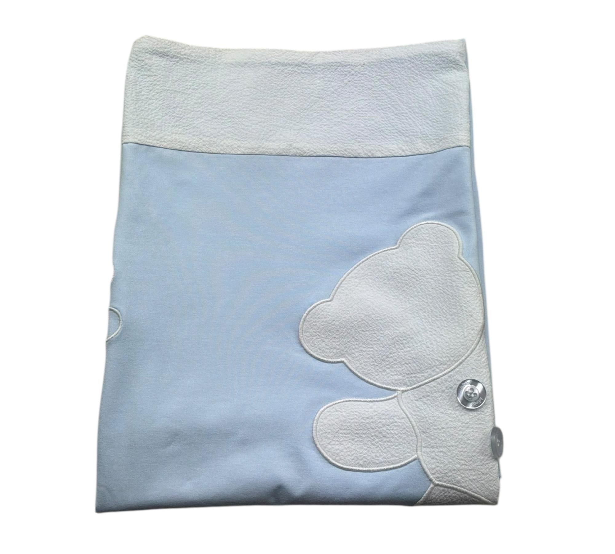 Le Bebe Coperta Bicolore Tinta Unita con Orso per Neonato LBB5293 AZZURRO LE BEBE 