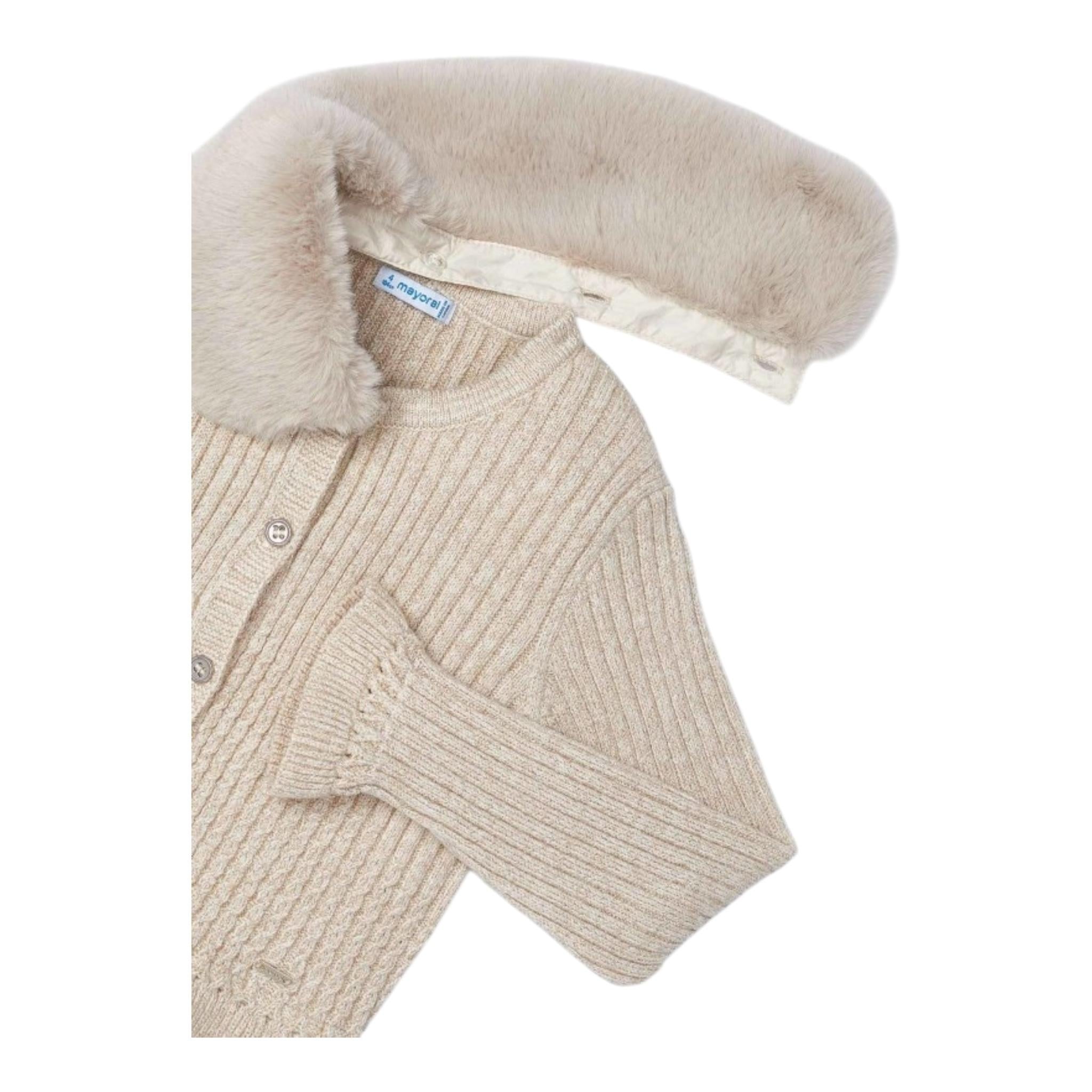 MAYORAL cardigan tinta unita con colletto rimovibile Beige per Bambina 4362XXX BEIGE MAYORAL 