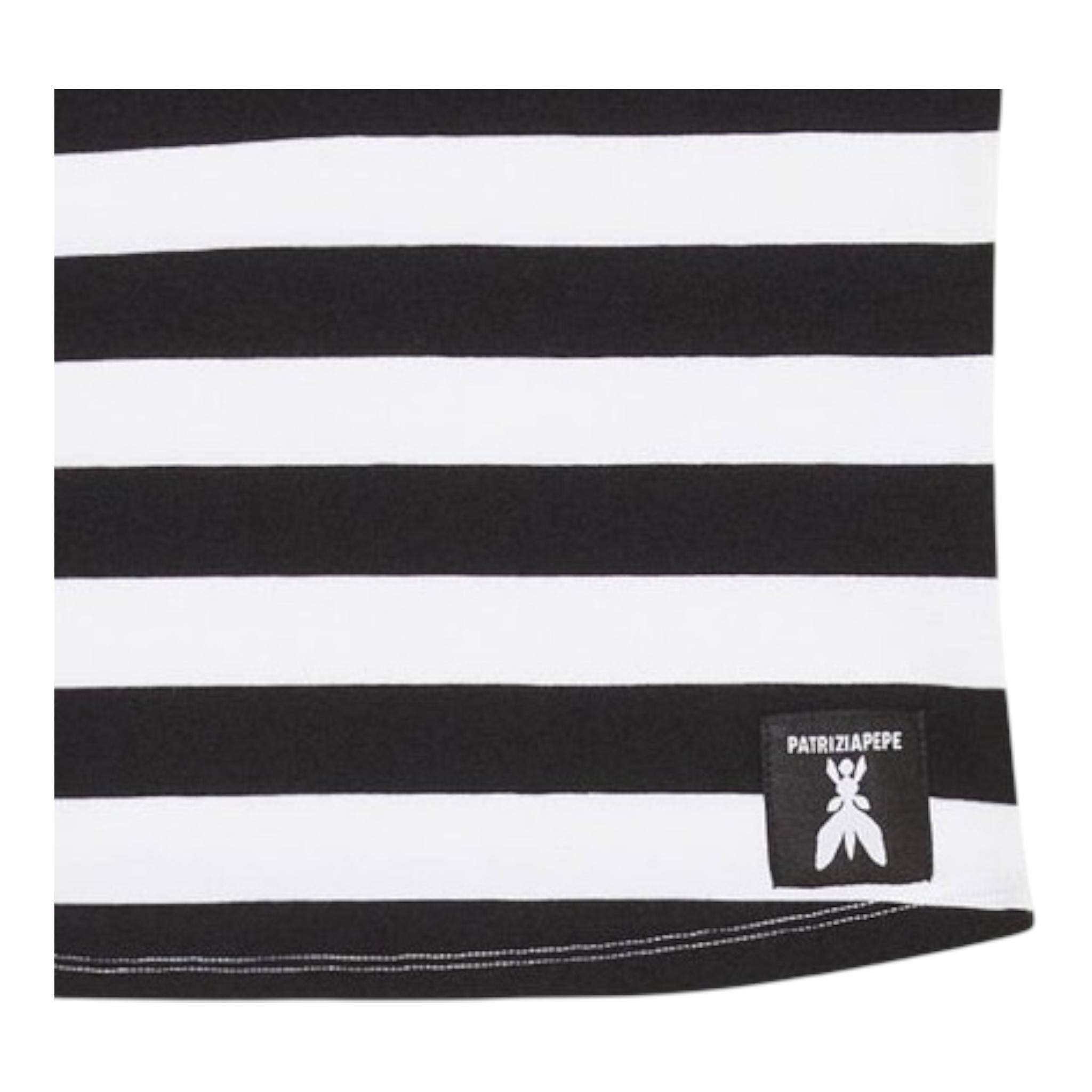 Patrizia Pepe Top Bicolore con Fantasia A Righe per Bambina 7M0875 BIANCO/NERO PATRIZIA PEPE 