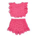 Abel & Lula Completo 2 Pezzi Traforato Top-Short per Bambina 5218 SALMONE ABEL & LULA 