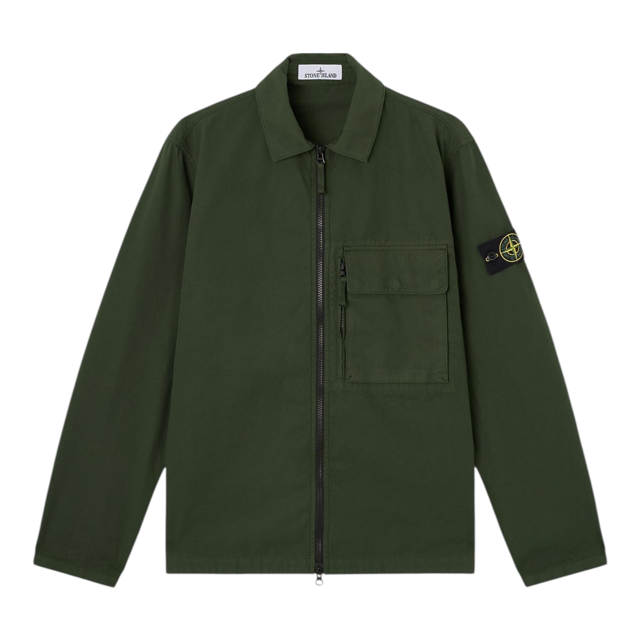 Stone Island Camicia Manica Lunga Tinta Unita con Zip per Bambino K1S161200001 VERDE STONE ISLAND 