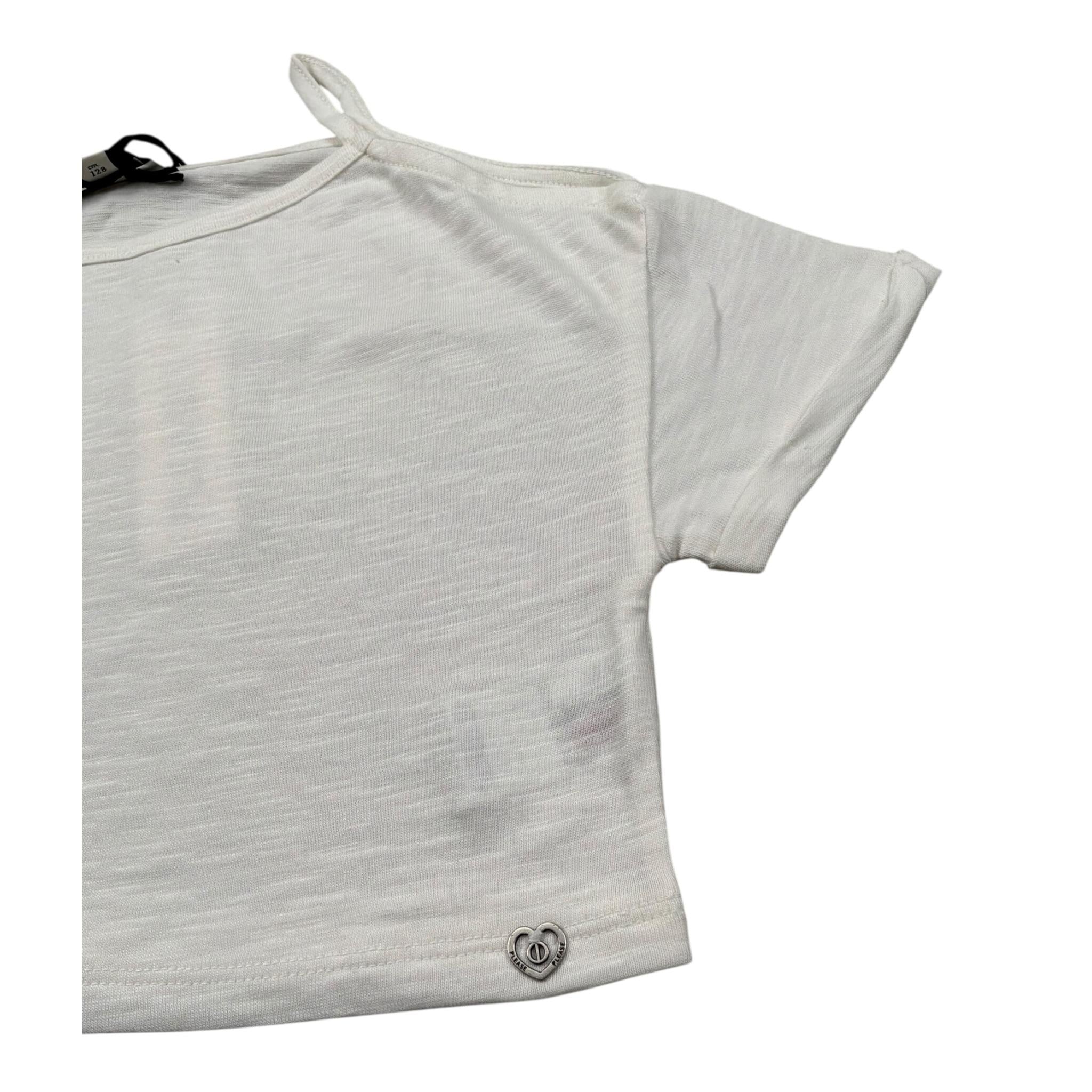 Please Top Mezza Manica Tinta Unita per Bambina MBG3030G72 BIANCO PLEASE 