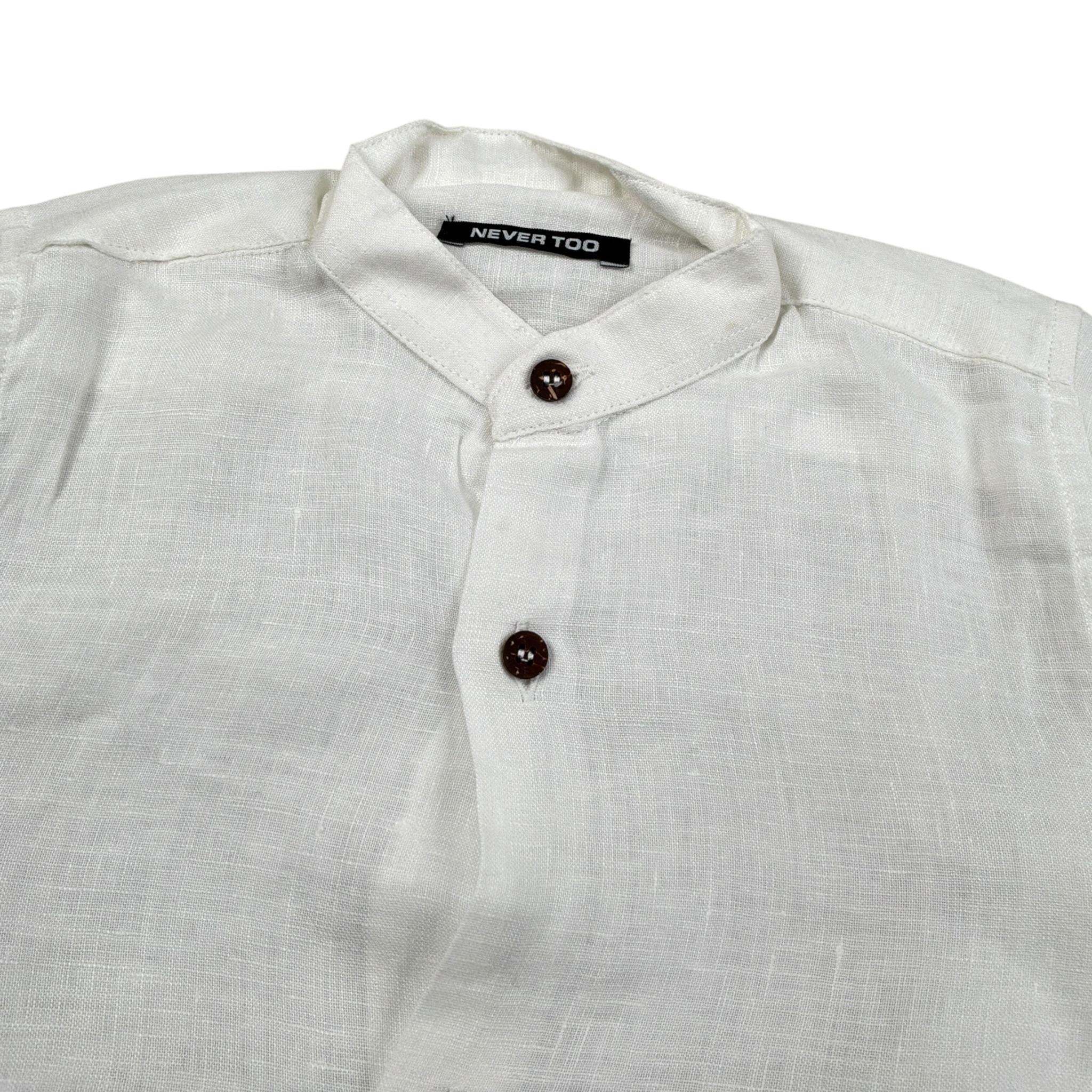 Never Too Camicia Manica Lunga Tinta Unit con Collo Coreano Panna per Bambino NT1668B PANNA NEVER TOO 
