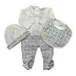 John Richmond Set Tutina-Cappello-Bavette Bicolore per Neonato RLP26001TU BIANCO/GRIGIO JOHN RICHMOND 