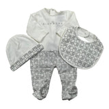 John Richmond Set Tutina-Cappello-Bavette Bicolore per Neonato RLP26001TU BIANCO/GRIGIO JOHN RICHMOND 