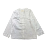 @Madilly Camicia Manica Lunga Tinta Unita Con Collo Coreano Bianco Per Bambino
