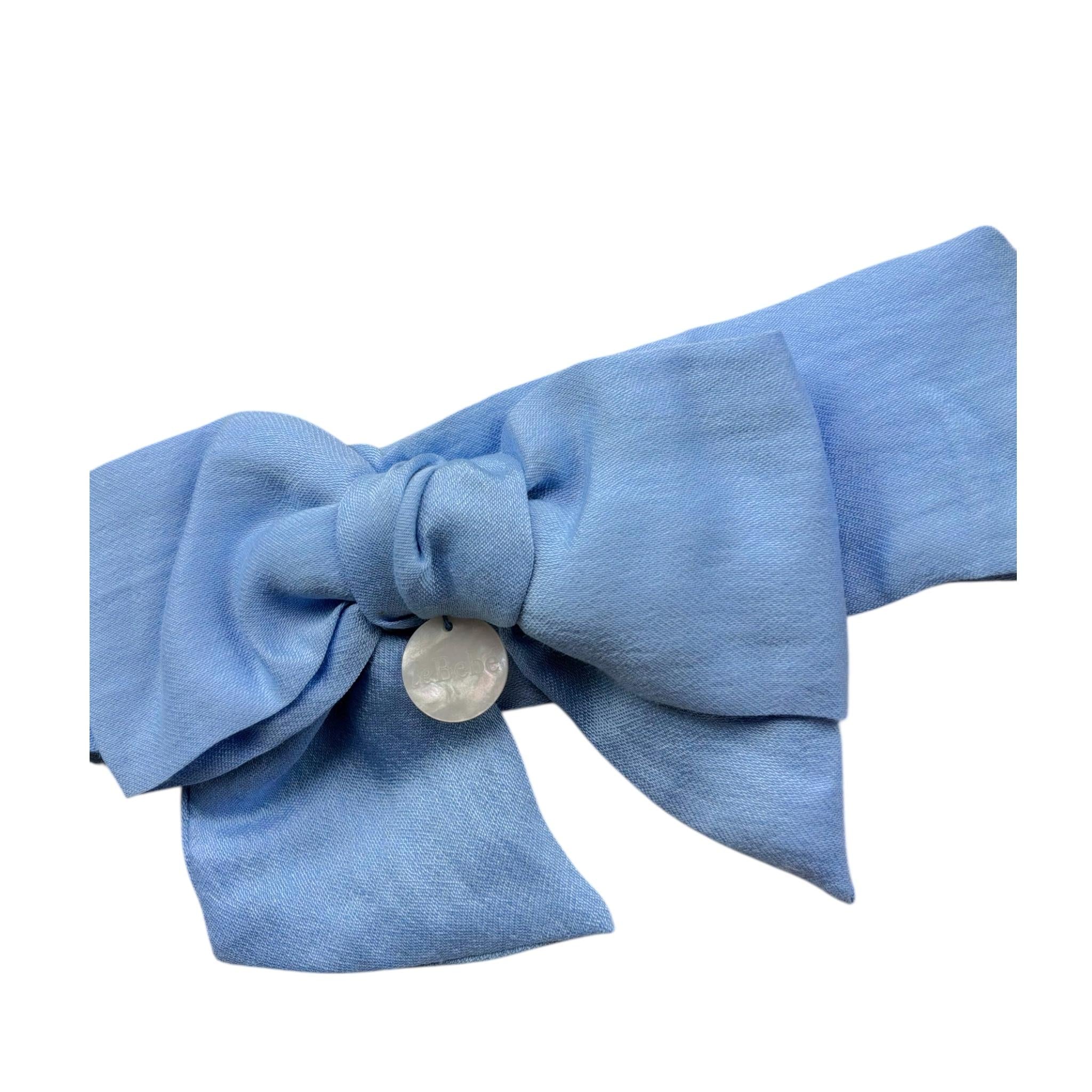 Le Bebe' Fascia Tinta Unita con Fiocco per Neonata LBG6414 AZZURRO LE BEBE' 