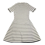 Relish Abito Mezza Manica Bicolore Con Fantasia A Righe Bianco/Nero Per Bambina