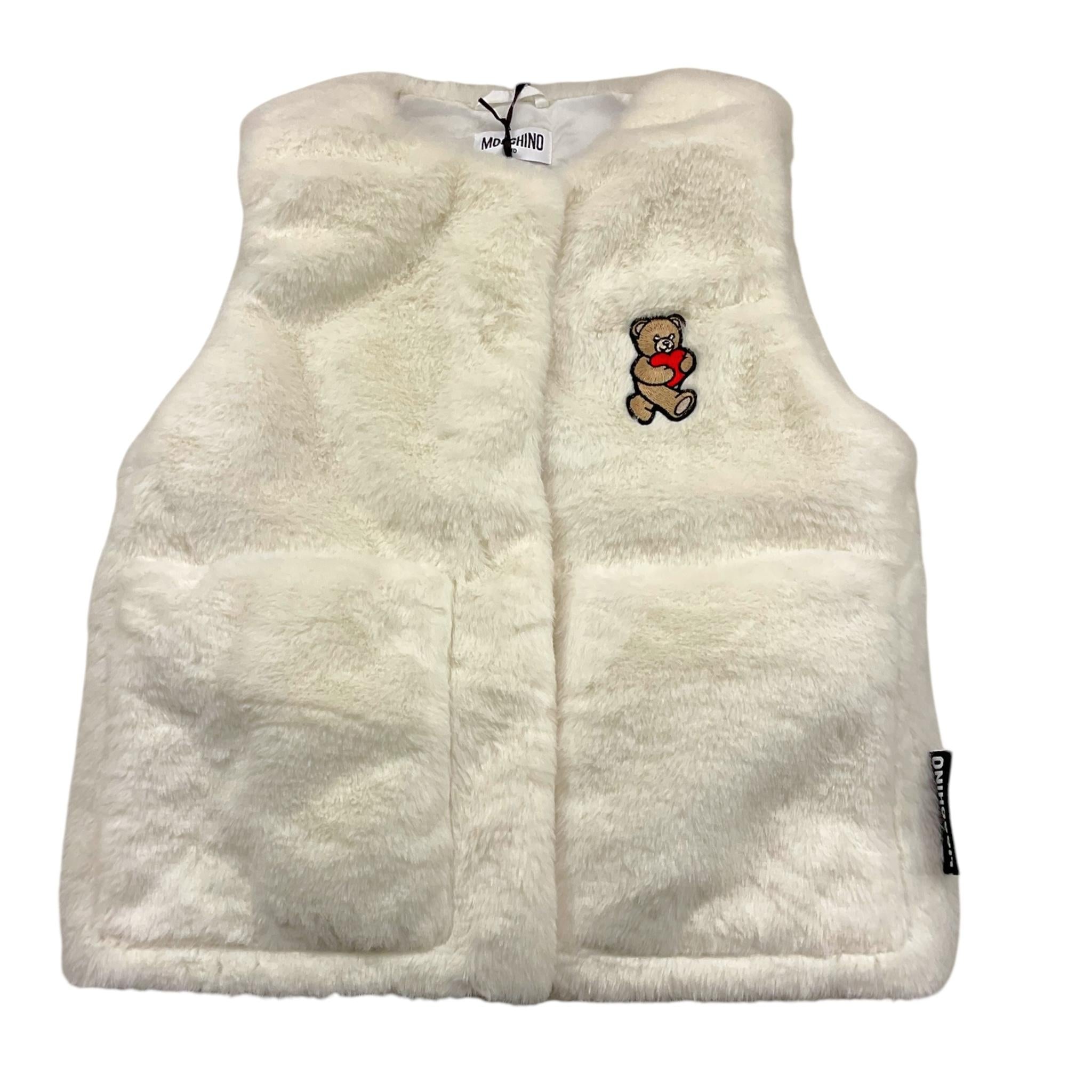 MOSCHINO pelliccia giromanica tinta unita con logo Bianco per Bambina HDS052 BIANCO MOSCHINO 