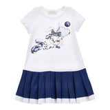 Monnalisa Abito Mezza Manica Tinta Unita con Stampa per Neonata 19E916N BIANCO MONNALISA 