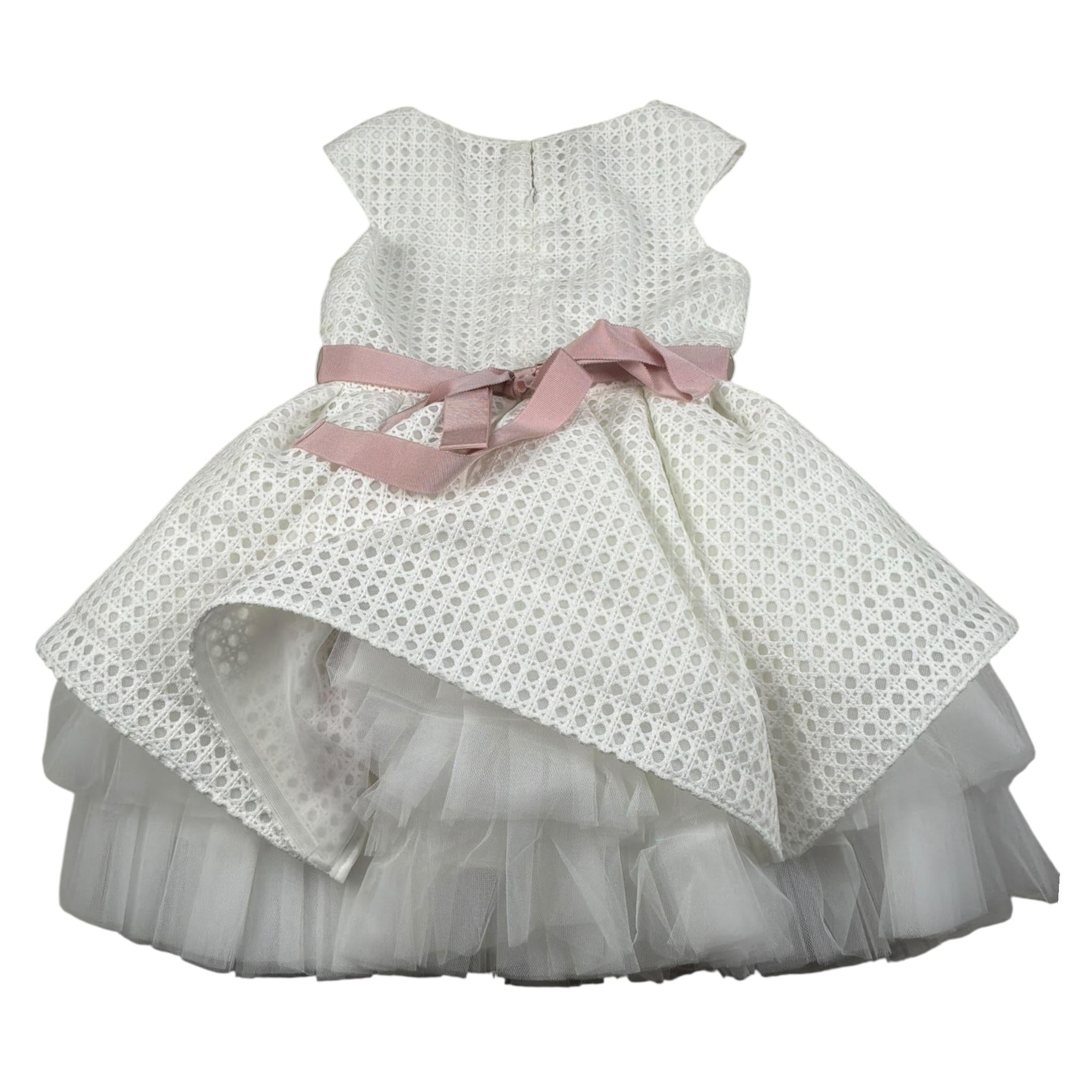 Raffaella Abito Cerimonia Tinta Unita Mezza Manica per Bambina ABRF BIANCO RAFFAELLA 