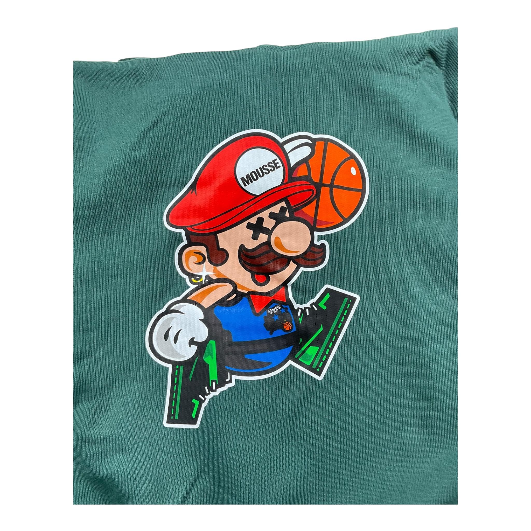 MOUSSE felpa tinta unita girocollo con stampa Verde per Bambino HKFH368G VERDE MOUSSE 