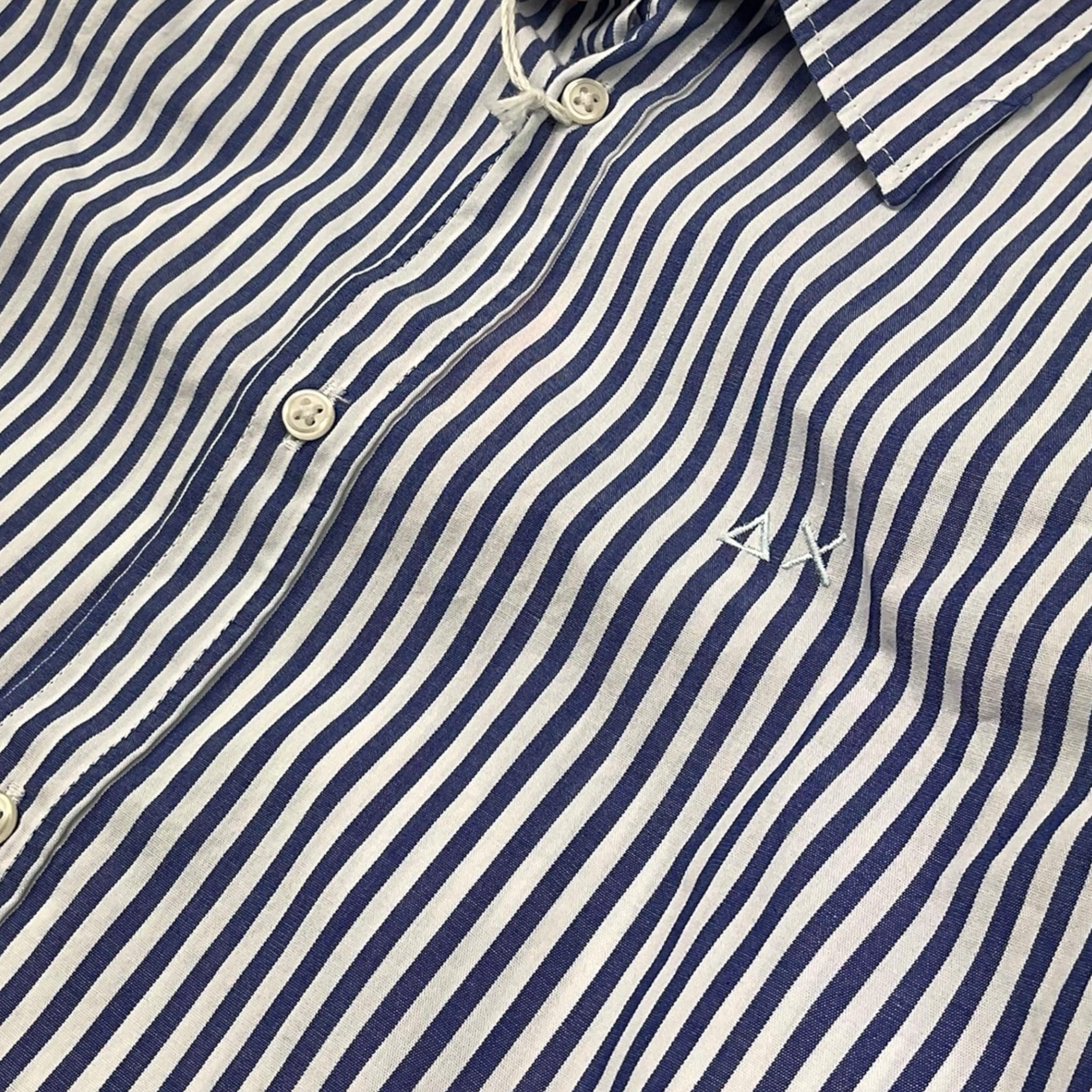 Sun68 Camicia Tinta Unita con Fantasia A Righe per Bambino CPB353033 BIANCO/BLU SUN68 