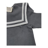 Dou Dou T-Shirt Mezza Manica Tinta Unita Con Colletto Grigio Per Bambina