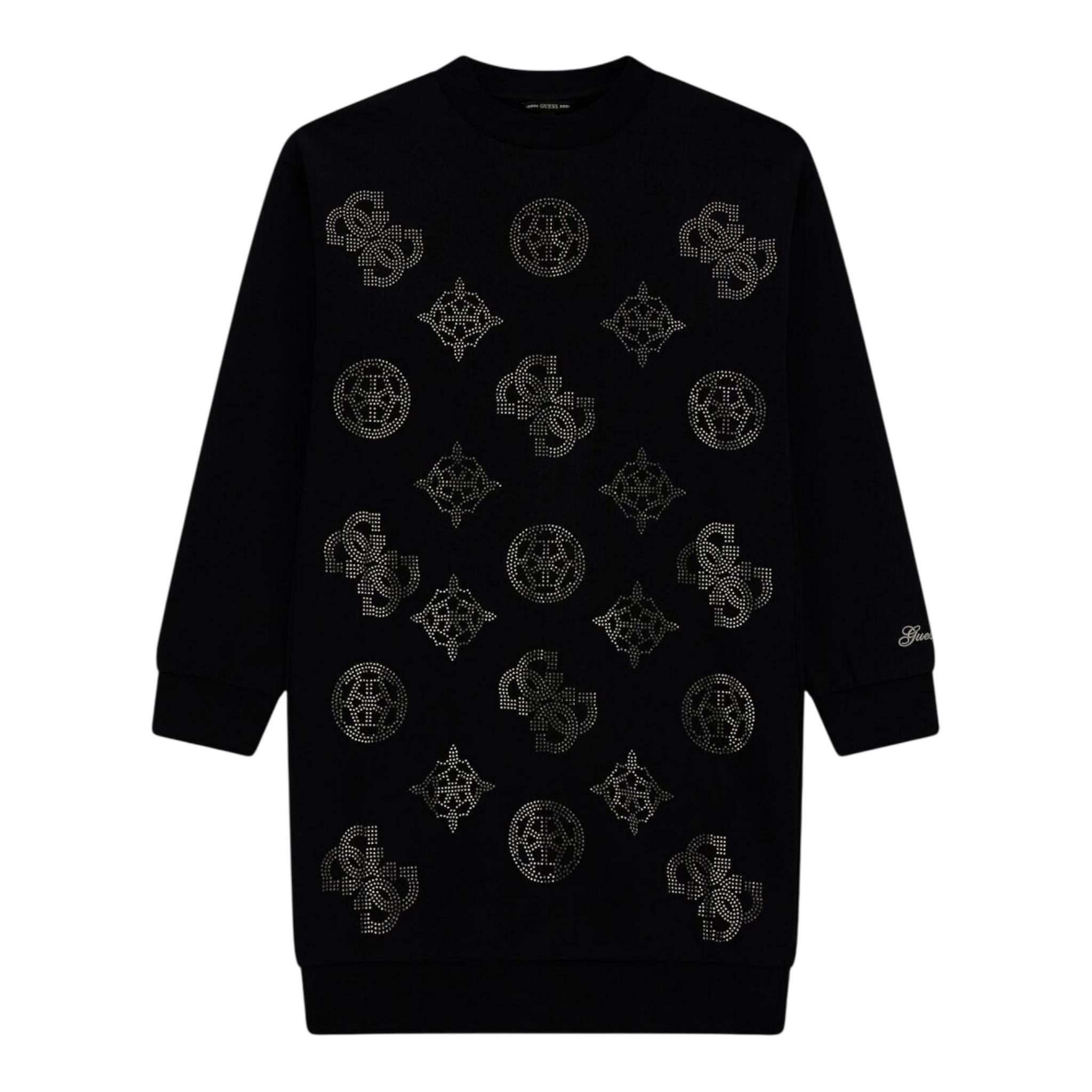 GUESS abito girocollo tinta unita manica lunga con brillantini Nero per Bambina J4YK19A6V4 NERO GUESS 