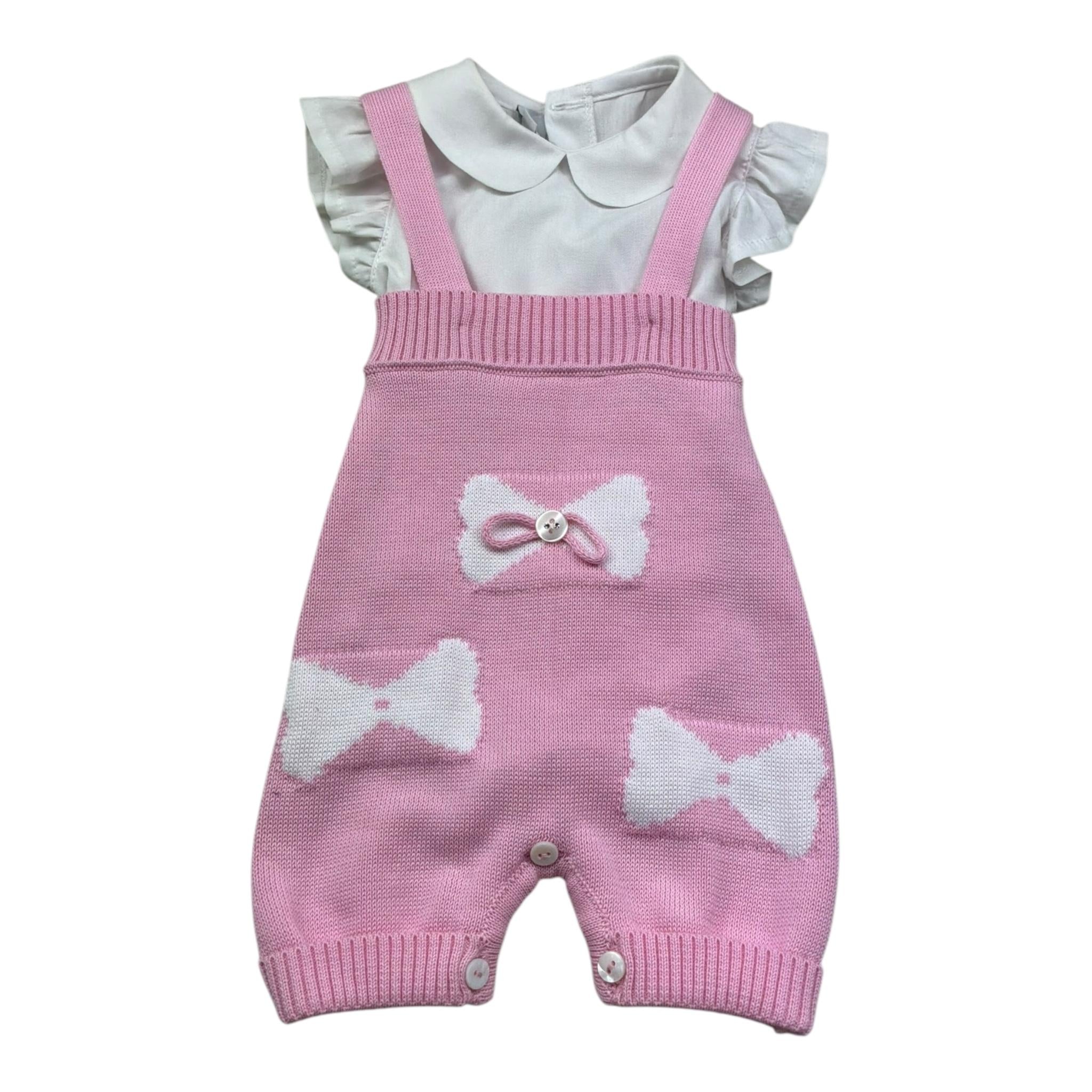 I Delfi Completo 2 Pezzi Camica-Salopette per Neonata 25P5049 ROSA I DELFI 