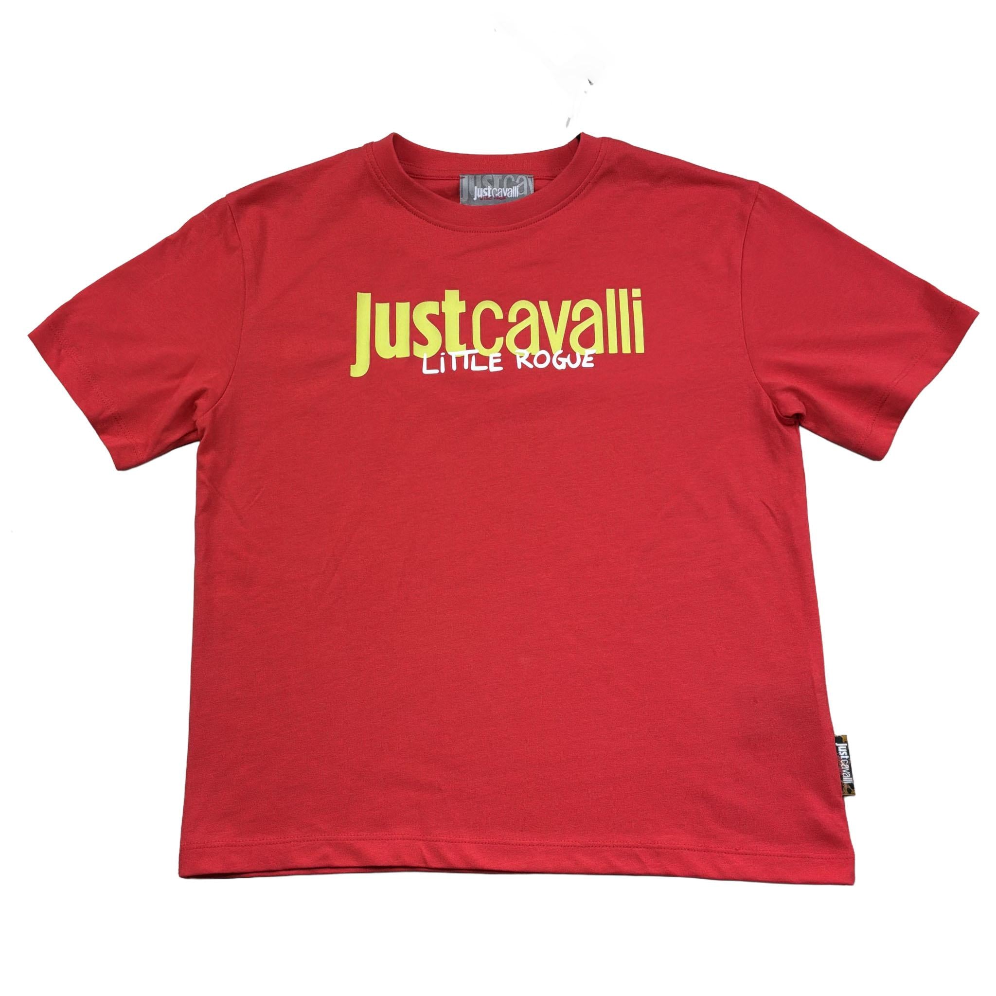 Just Cavalli T-Shirt Girocollo Tinta Unita con Stampa Logo per Bambino JGP26027TS ROSSO JUST CAVALLI 