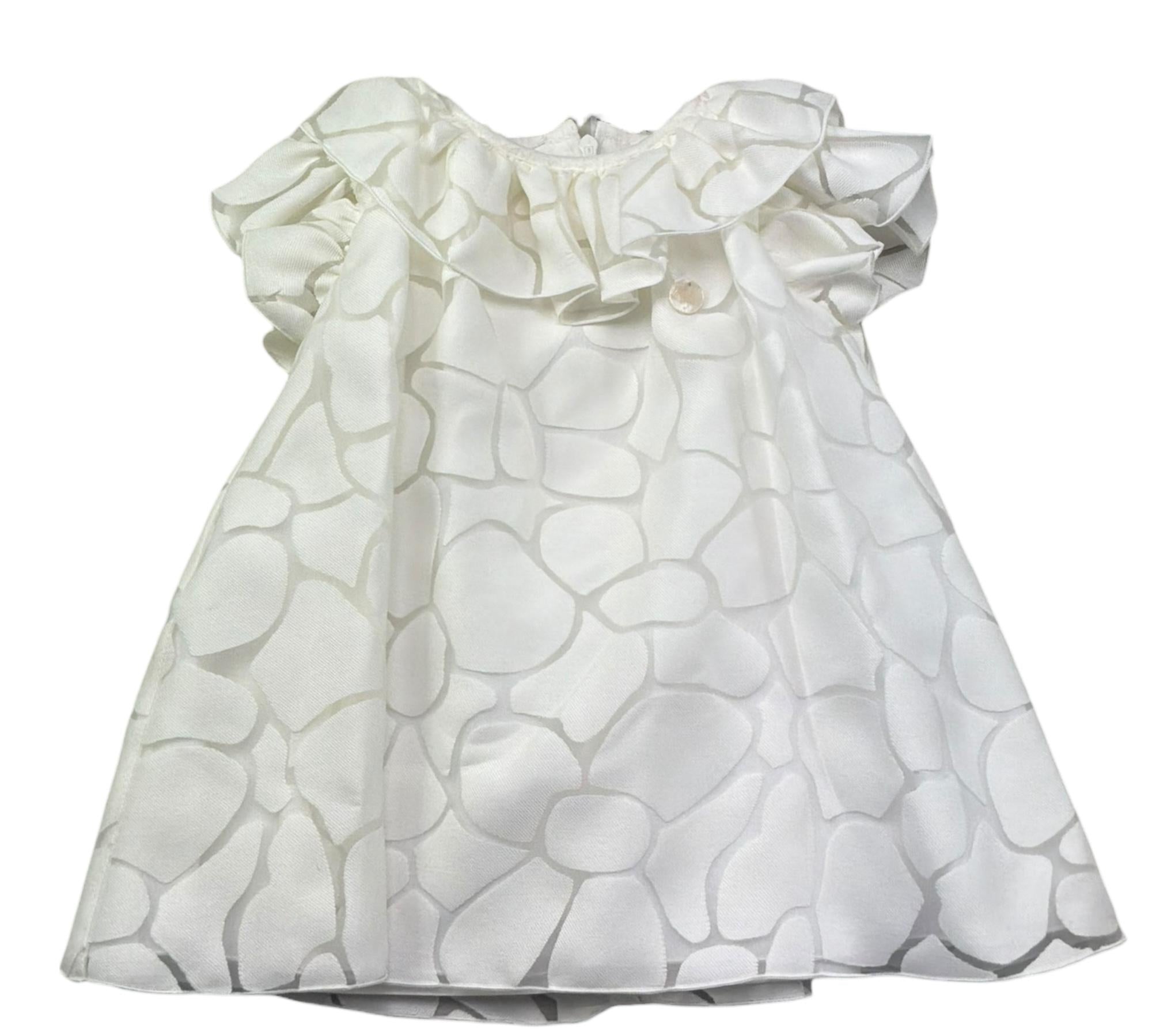 Le Bebe Abito Mezza Manica Tinta Unita con Colletto per Neonata LBG6386 BIANCO LE BEBE 