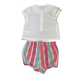 Yoedu Completo Bicolore Camicia-Short Bianco/Rosa per Neonata