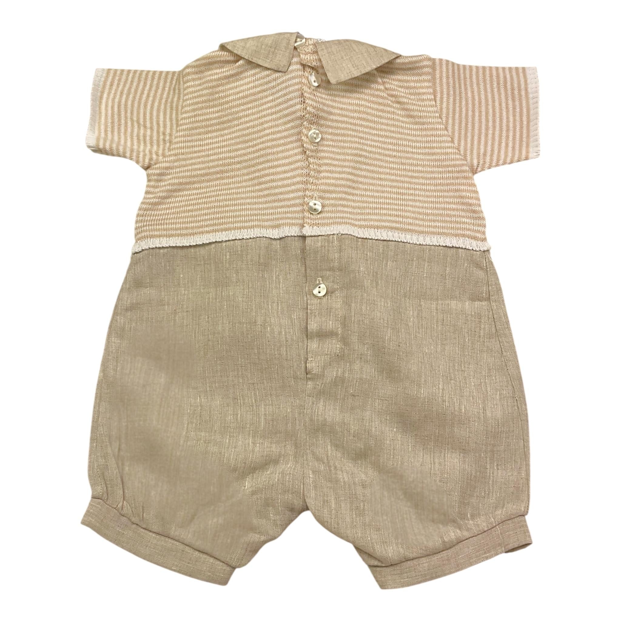 La Sartoria Dei Piccoli Pagliaccetto Bicolore con Stampa per Neonato LP005 BEIGE LA SARTORIA DEI PICCOLI 